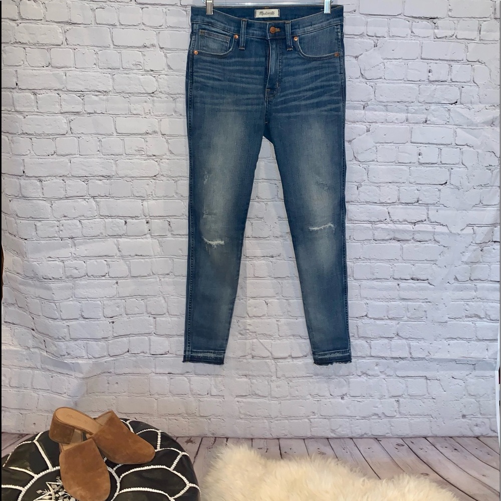 Madewell 9"Mid-Rise Skinny York Wash:Rip andRepair